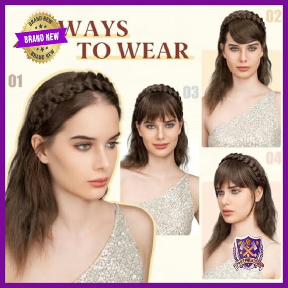 Braided Headband with 3 Detachable Bangs - Synthetic Hair Accessory main image 4